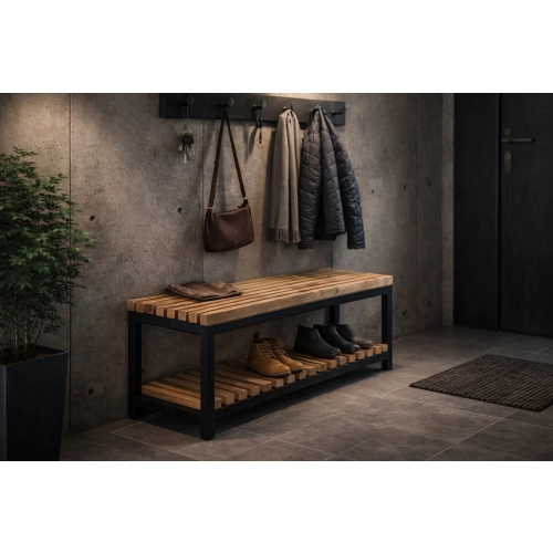 Ławka Metalowa Loft Siedzisko Drewno Lite LPD-21 B Rozmiary od 50 cm do 200 cm